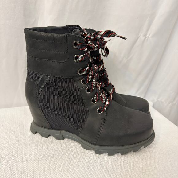 Sorel Joan Of Arctic III Lexie Wedge Boots Size 9.5 Black Waterproof Leather - Picture 1 of 10